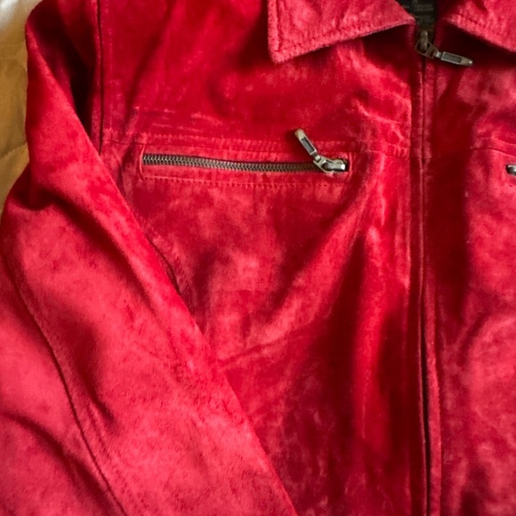 Jessi Lee Red Suede Leather Hip-length Jacket Women’s Size M Vintage Full Zip - Picture 6 of 15